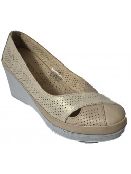 Pantofi de dama perforati din piele naturala 1051B