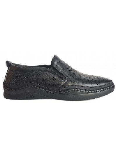 Pantofi barbati perforati piele naturala E6E660007A negru