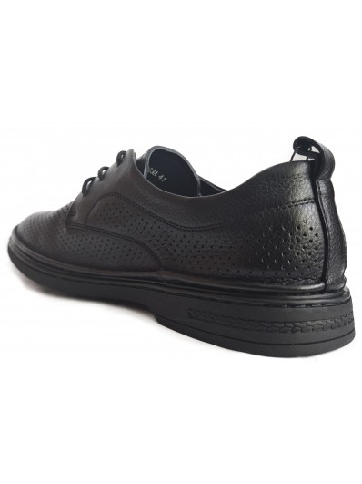 Pantofi barbati perforati piele naturala 7CCJ60003A 01-N negru