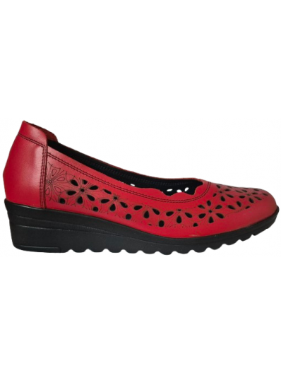 Pantofi de dama din piele naturala 710 rosu