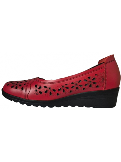 Pantofi de dama din piele naturala 710 rosu