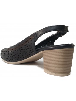 Sandale dama piele naturala cu toc negre 1068