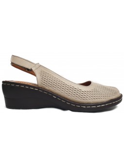 Pantofi perforati bej din piele naturala 5201
