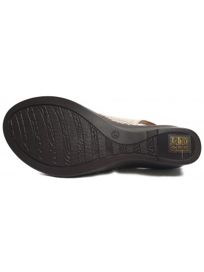 Pantofi perforati bej din piele naturala 5201